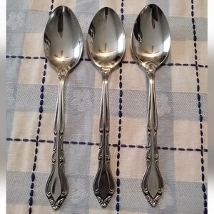 3 Tea Spoons AUBERGE Rogers Korea Stanley Roberts Stainless‎ Silverware Flatware